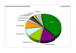 Současné procentuální zastoupení dřevin – Chuchelský háj