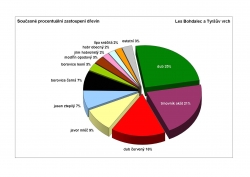 Současné procentuální zastoupení dřevin - Les Bohdalec a Tyršův vrch