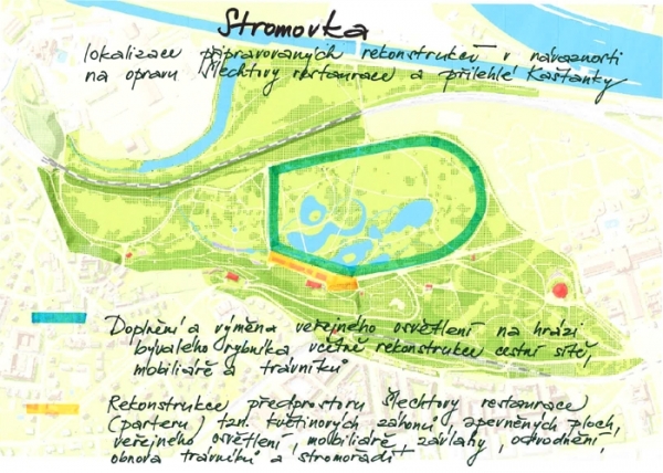 Celková rekonstrukce centrálního prostoru Královské obory Stromovka, bývalého dna rybníka