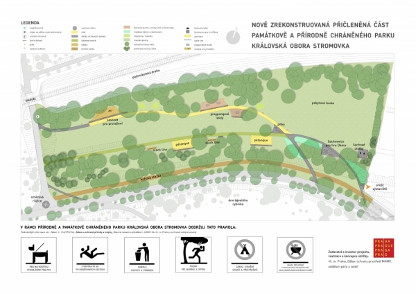 Realizace rekonstrukce přičleněné části Výstaviště k parku Královská obora Stromovka - plánek