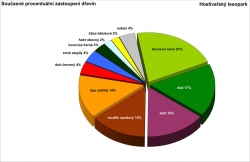 Hostivařský Lesopark - Současné procentuální zastoupení dřevin
